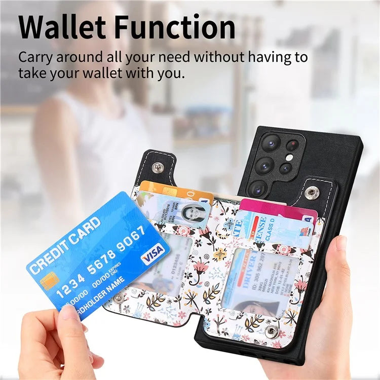 D10 For Samsung Galaxy S22 Ultra 5G Case Pattern Printed Retro Leather + TPU Wallet Phone Cover