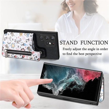 D10 For Samsung Galaxy S22 Ultra 5G Case Pattern Printed Retro Leather + TPU Wallet Phone Cover