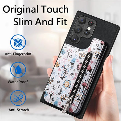D10 For Samsung Galaxy S22 Ultra 5G Case Pattern Printed Retro Leather + TPU Wallet Phone Cover