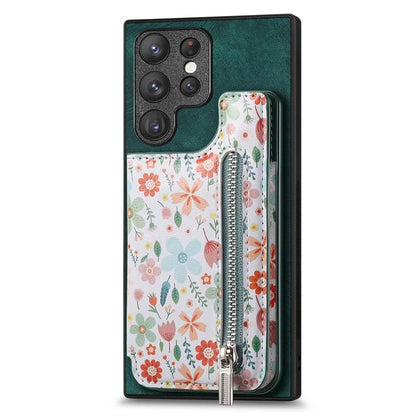 D10 For Samsung Galaxy S22 Ultra 5G Case Pattern Printed Retro Leather + TPU Wallet Phone Cover