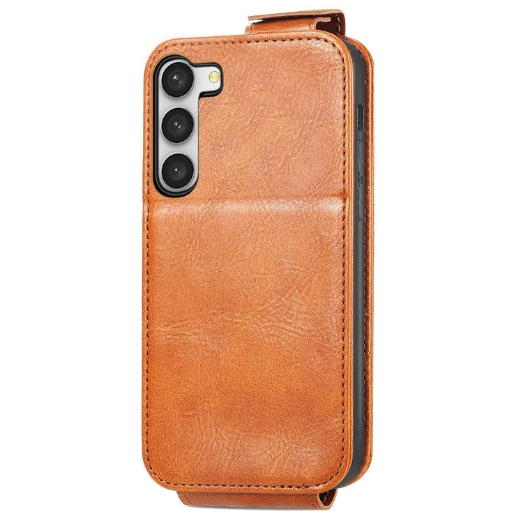 For Samsung Galaxy S23+ Leather Phone Case Vertical Flip Zipper Protection Shell