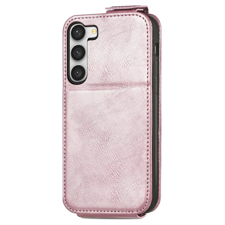 For Samsung Galaxy S23+ Leather Phone Case Vertical Flip Zipper Protection Shell
