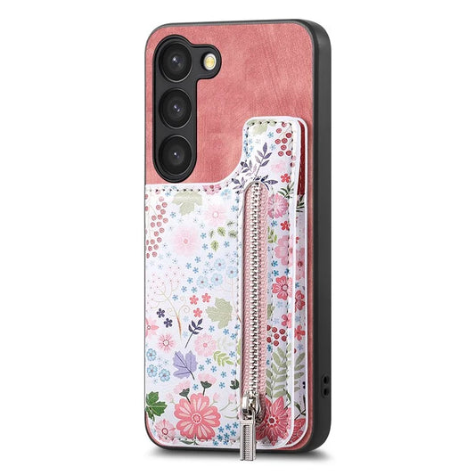 D10 For Samsung Galaxy S23 Kickstand Case Pattern Printed Retro Leather+TPU Phone Cover with Wallet