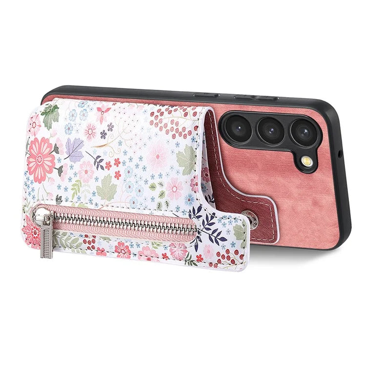 D10 For Samsung Galaxy S23 Kickstand Case Pattern Printed Retro Leather+TPU Phone Cover with Wallet