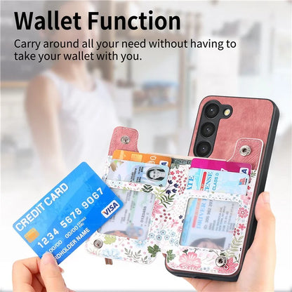 D10 For Samsung Galaxy S23 Kickstand Case Pattern Printed Retro Leather+TPU Phone Cover with Wallet