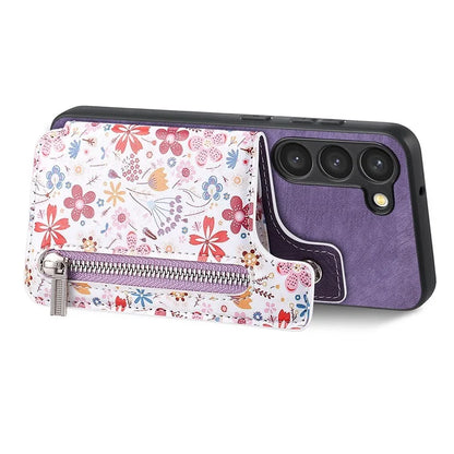 D10 For Samsung Galaxy S23 Kickstand Case Pattern Printed Retro Leather+TPU Phone Cover with Wallet