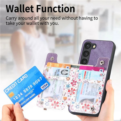 D10 For Samsung Galaxy S23 Kickstand Case Pattern Printed Retro Leather+TPU Phone Cover with Wallet