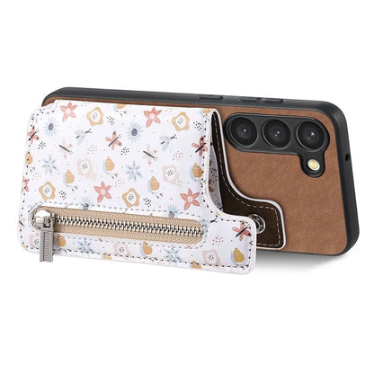 D10 For Samsung Galaxy S23 Kickstand Case Pattern Printed Retro Leather+TPU Phone Cover with Wallet