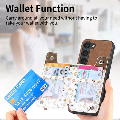 D10 For Samsung Galaxy S23 Kickstand Case Pattern Printed Retro Leather+TPU Phone Cover with Wallet