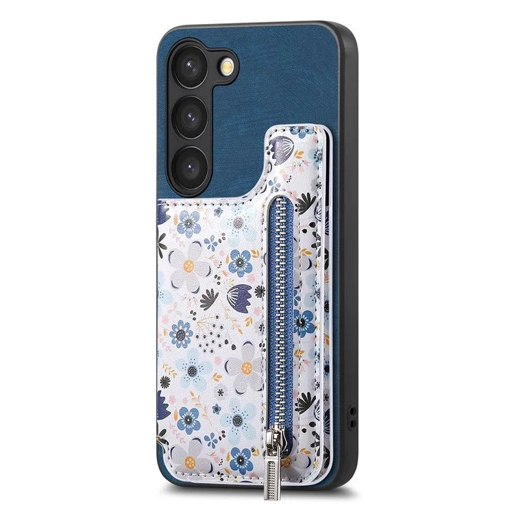 D10 For Samsung Galaxy S23 Kickstand Case Pattern Printed Retro Leather+TPU Phone Cover with Wallet