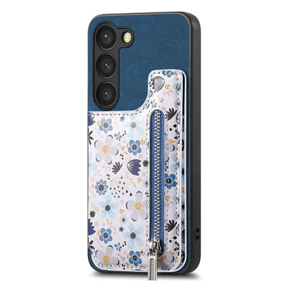 D10 For Samsung Galaxy S23 Kickstand Case Pattern Printed Retro Leather+TPU Phone Cover with Wallet