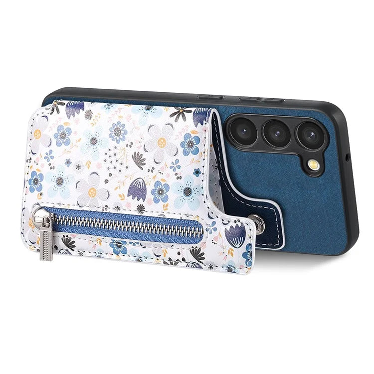 D10 For Samsung Galaxy S23 Kickstand Case Pattern Printed Retro Leather+TPU Phone Cover with Wallet