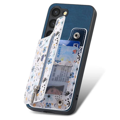 D10 For Samsung Galaxy S23 Kickstand Case Pattern Printed Retro Leather+TPU Phone Cover with Wallet
