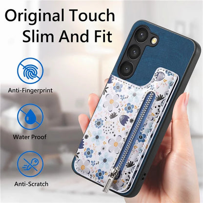 D10 For Samsung Galaxy S23 Kickstand Case Pattern Printed Retro Leather+TPU Phone Cover with Wallet