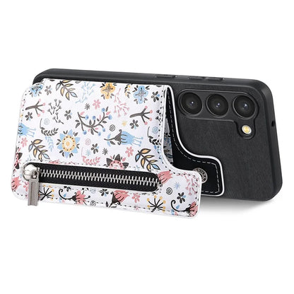 D10 For Samsung Galaxy S23 Kickstand Case Pattern Printed Retro Leather+TPU Phone Cover with Wallet