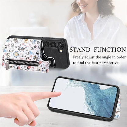 D10 For Samsung Galaxy S23 Kickstand Case Pattern Printed Retro Leather+TPU Phone Cover with Wallet