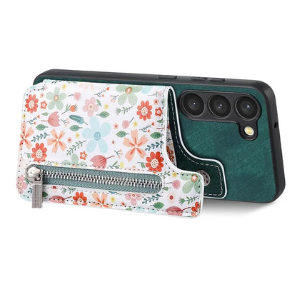 D10 For Samsung Galaxy S23 Kickstand Case Pattern Printed Retro Leather+TPU Phone Cover with Wallet