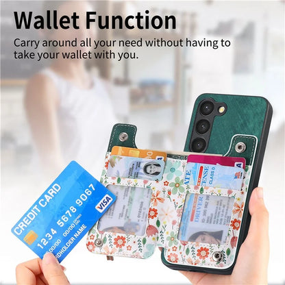 D10 For Samsung Galaxy S23 Kickstand Case Pattern Printed Retro Leather+TPU Phone Cover with Wallet