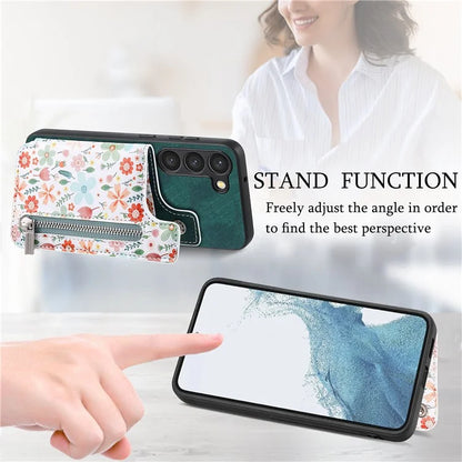 D10 For Samsung Galaxy S23 Kickstand Case Pattern Printed Retro Leather+TPU Phone Cover with Wallet