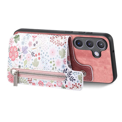 D10 For Samsung Galaxy S24 Cell Phone Back Case Pattern Printed Card Holder TPU+PU Leather Phone Cover