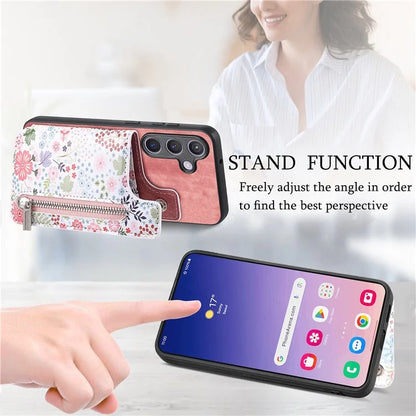 D10 For Samsung Galaxy S24 Cell Phone Back Case Pattern Printed Card Holder TPU+PU Leather Phone Cover