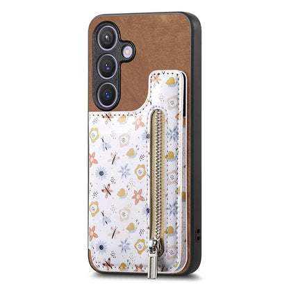D10 For Samsung Galaxy S24 Cell Phone Back Case Pattern Printed Card Holder TPU+PU Leather Phone Cover