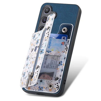 D10 For Samsung Galaxy S24 Cell Phone Back Case Pattern Printed Card Holder TPU+PU Leather Phone Cover
