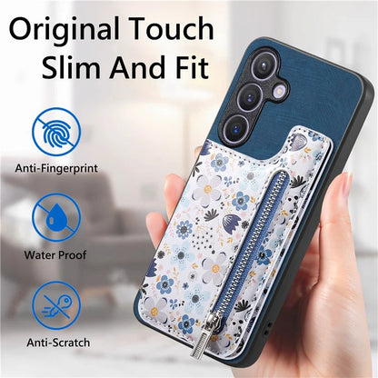 D10 For Samsung Galaxy S24 Cell Phone Back Case Pattern Printed Card Holder TPU+PU Leather Phone Cover