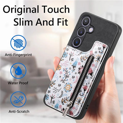 D10 For Samsung Galaxy S24 Cell Phone Back Case Pattern Printed Card Holder TPU+PU Leather Phone Cover