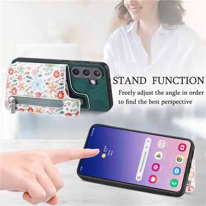 D10 For Samsung Galaxy S24 Cell Phone Back Case Pattern Printed Card Holder TPU+PU Leather Phone Cover