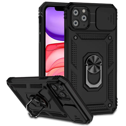 For iPhone 11 Pro Max Case with Camera Slide Protector PC+TPU Kickstand Armour Phone Cover