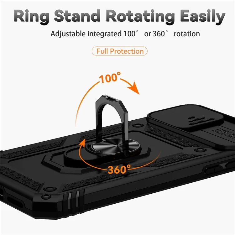 For iPhone 11 Pro Max Case with Camera Slide Protector PC+TPU Kickstand Armour Phone Cover