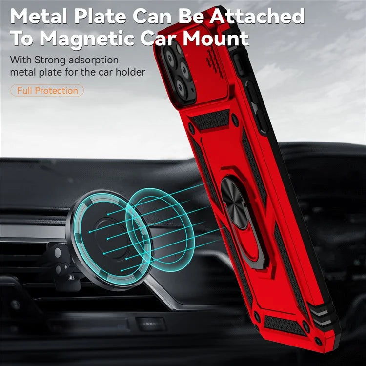 For iPhone 11 Pro Max Case with Camera Slide Protector PC+TPU Kickstand Armour Phone Cover