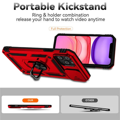 For iPhone 11 Pro Max Case with Camera Slide Protector PC+TPU Kickstand Armour Phone Cover