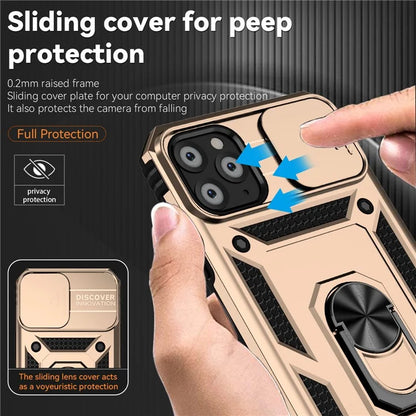 For iPhone 11 Pro Max Case with Camera Slide Protector PC+TPU Kickstand Armour Phone Cover