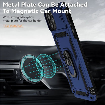 For iPhone 11 Pro Max Case with Camera Slide Protector PC+TPU Kickstand Armour Phone Cover