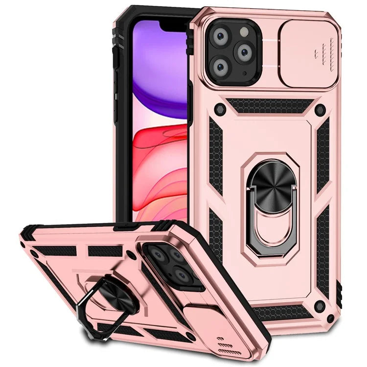 For iPhone 11 Pro Max Case with Camera Slide Protector PC+TPU Kickstand Armour Phone Cover
