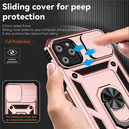 For iPhone 11 Pro Max Case with Camera Slide Protector PC+TPU Kickstand Armour Phone Cover