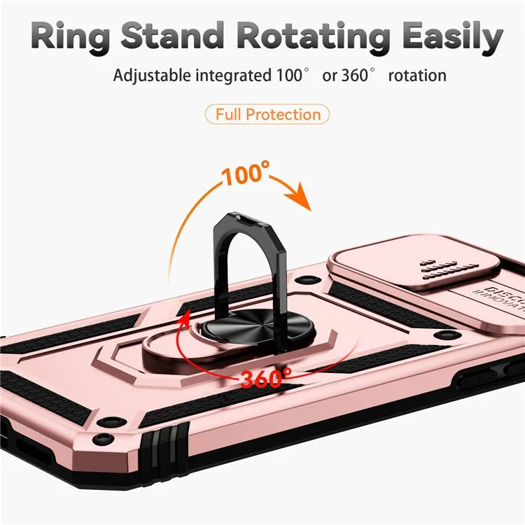 For iPhone 11 Pro Max Case with Camera Slide Protector PC+TPU Kickstand Armour Phone Cover