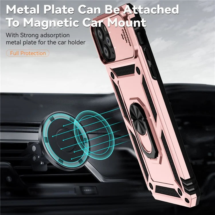 For iPhone 11 Pro Max Case with Camera Slide Protector PC+TPU Kickstand Armour Phone Cover
