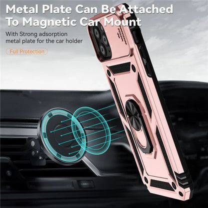 For iPhone 11 Pro Max Case with Camera Slide Protector PC+TPU Kickstand Armour Phone Cover
