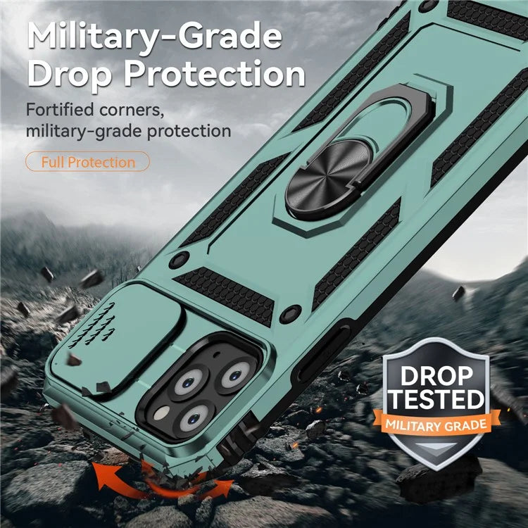 For iPhone 11 Pro Max Case with Camera Slide Protector PC+TPU Kickstand Armour Phone Cover