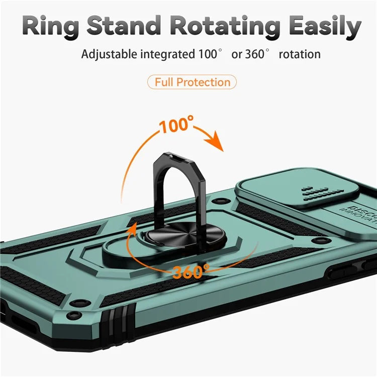 For iPhone 11 Pro Max Case with Camera Slide Protector PC+TPU Kickstand Armour Phone Cover