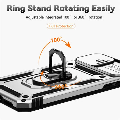 For iPhone 11 Pro Max Case with Camera Slide Protector PC+TPU Kickstand Armour Phone Cover