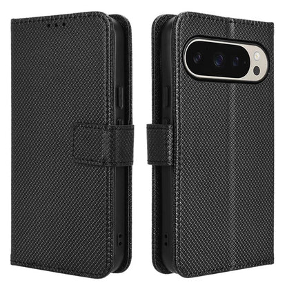 For Google Pixel 9 Pro Case Stand Card Holders PU Leather Phone Cover Diamond Texture