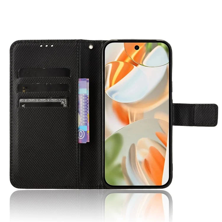For Google Pixel 9 Pro Case Stand Card Holders PU Leather Phone Cover Diamond Texture