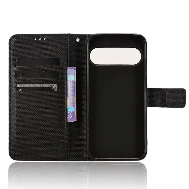 For Google Pixel 9 Pro Case Stand Card Holders PU Leather Phone Cover Diamond Texture