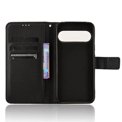 For Google Pixel 9 Pro Case Stand Card Holders PU Leather Phone Cover Diamond Texture