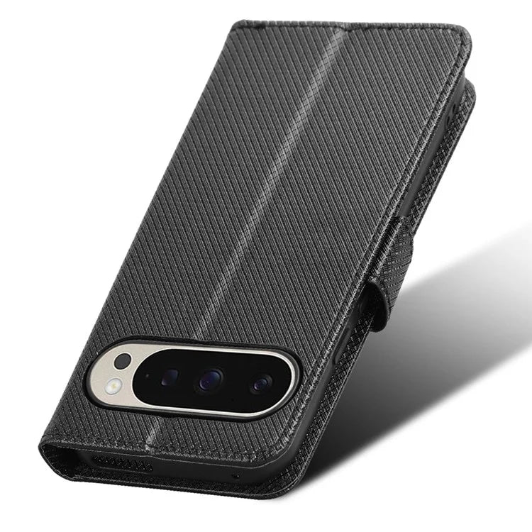 For Google Pixel 9 Pro Case Stand Card Holders PU Leather Phone Cover Diamond Texture