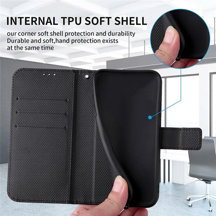 For Google Pixel 9 Pro Case Stand Card Holders PU Leather Phone Cover Diamond Texture